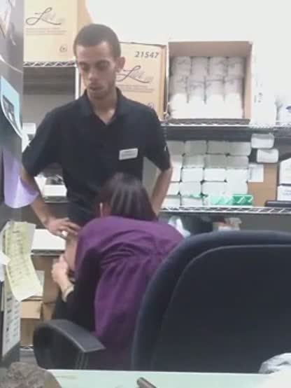 Teen caught shoplifting gets fucked by the store manager